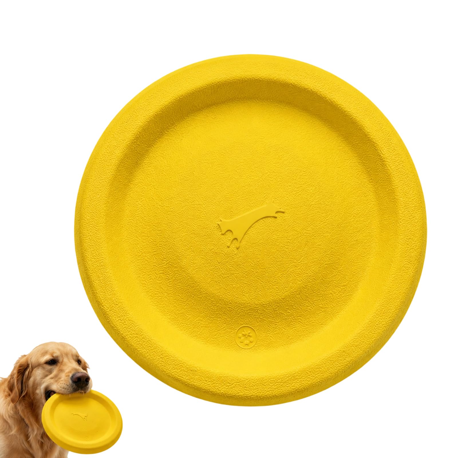 WORUIB Dog Frisbee, Indestructible Frisbee Dog Toy, Floating Dog Toys for Water, Swimming Discs, Durable 22 cm Yellow Flying Disc