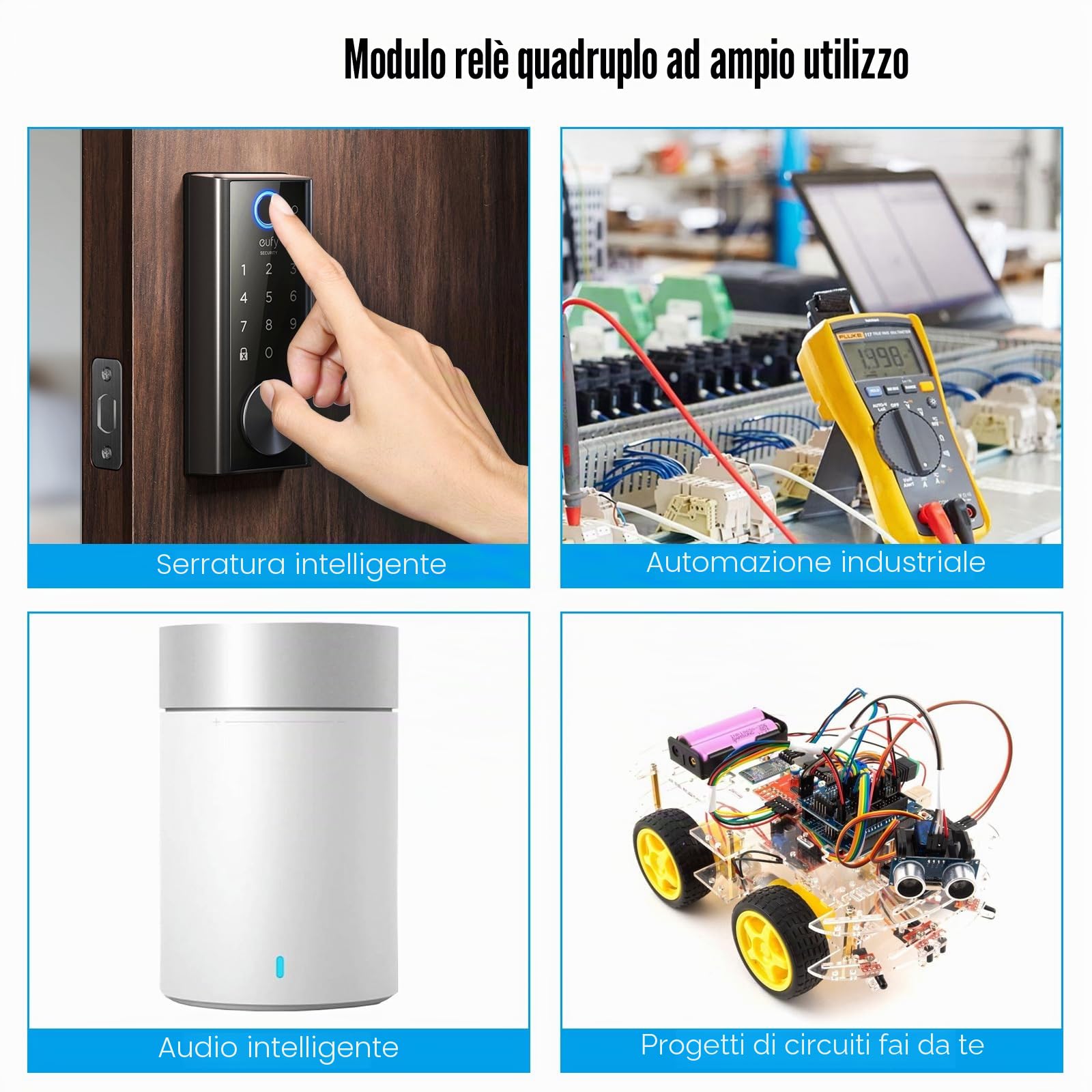 Binghe 4 canali ESP32 relè Modulo, ESP32-WROOM relè Scheda di Sviluppo con WIFI Bluetooth BLE AC220W/DC5-30V Alimentazione per Progetti di programmazione fai da te（LC-Relay-ESP-32-4R-A2）