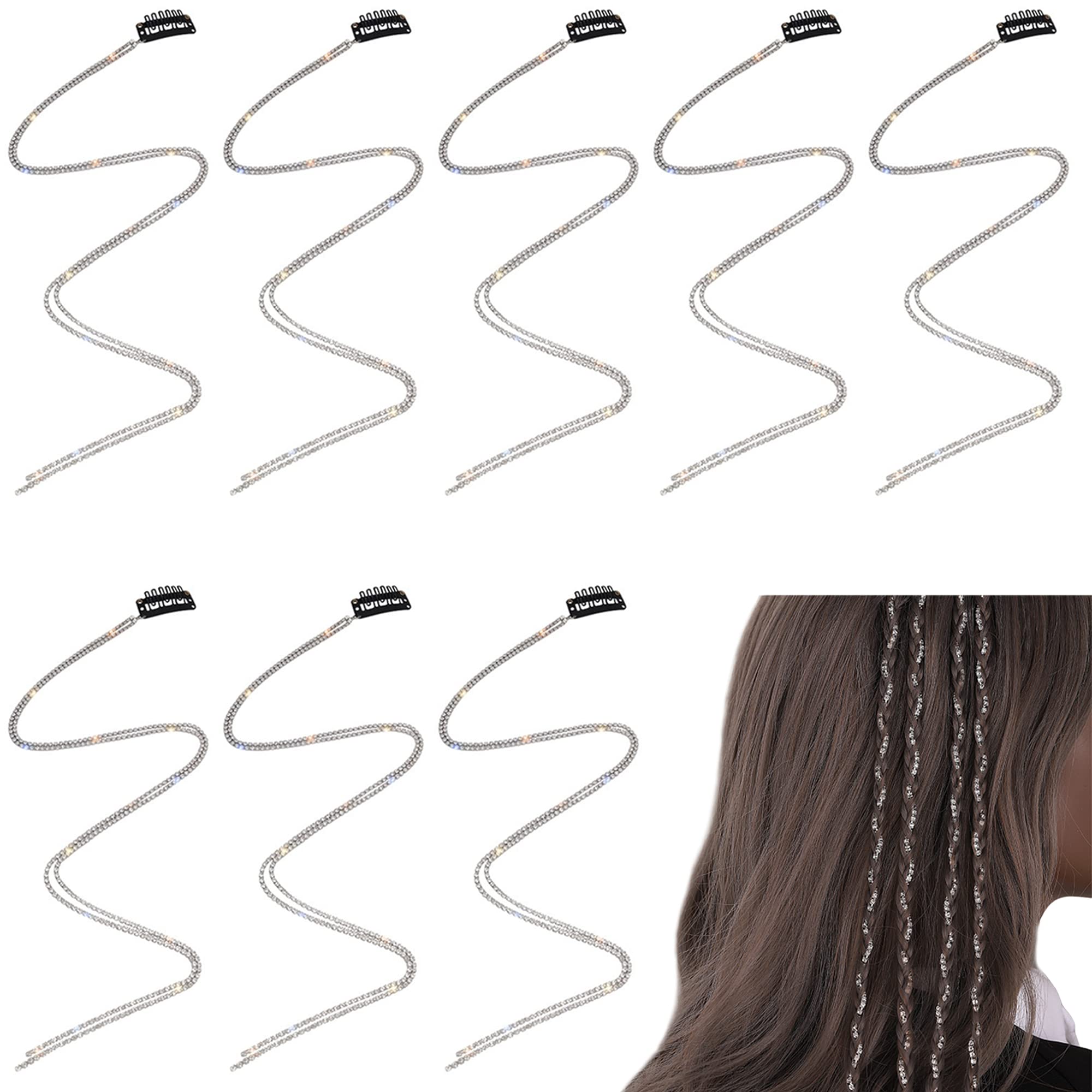 8 Pezzi Catene Per Capelli Con Nappe E Strass - Accessori Trecce Glitter E Cristalli Per Acconciature Eleganti E Di Moda