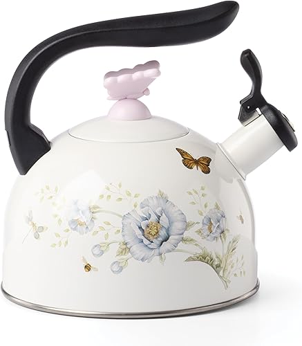Vista 61 de Lenox recipiente para horno oval de porcelana con borde festoneado, diseño de pradera de mariposas., Blanco