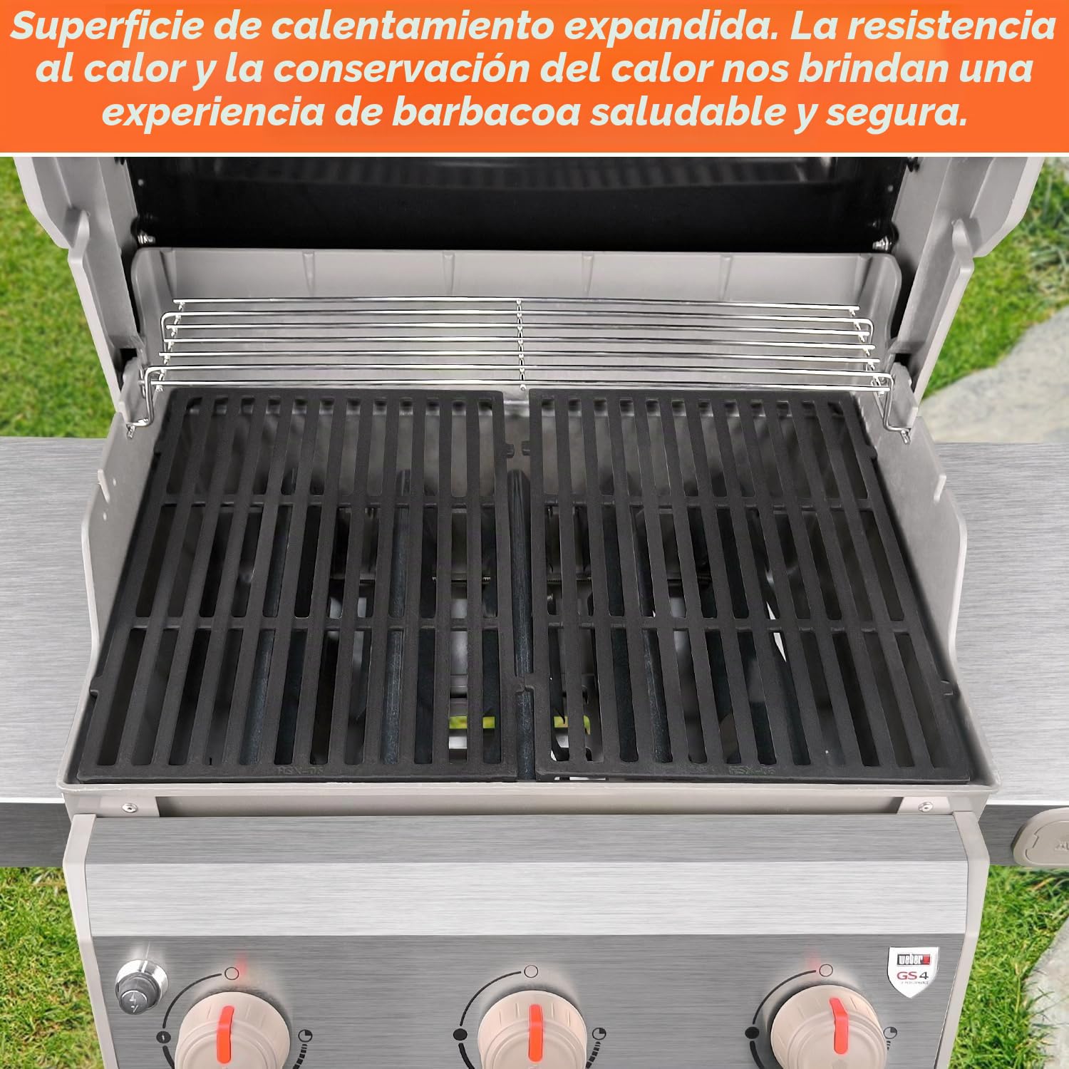Denmay 7641 Rejilla de calentamiento de acero 7641/7513 para pie de soporte de calentamiento de parrilla de repuesto, Spirit 300 y 700, Weber 900, Genesis Silver B y C, Gold B y C, Platinum I y II