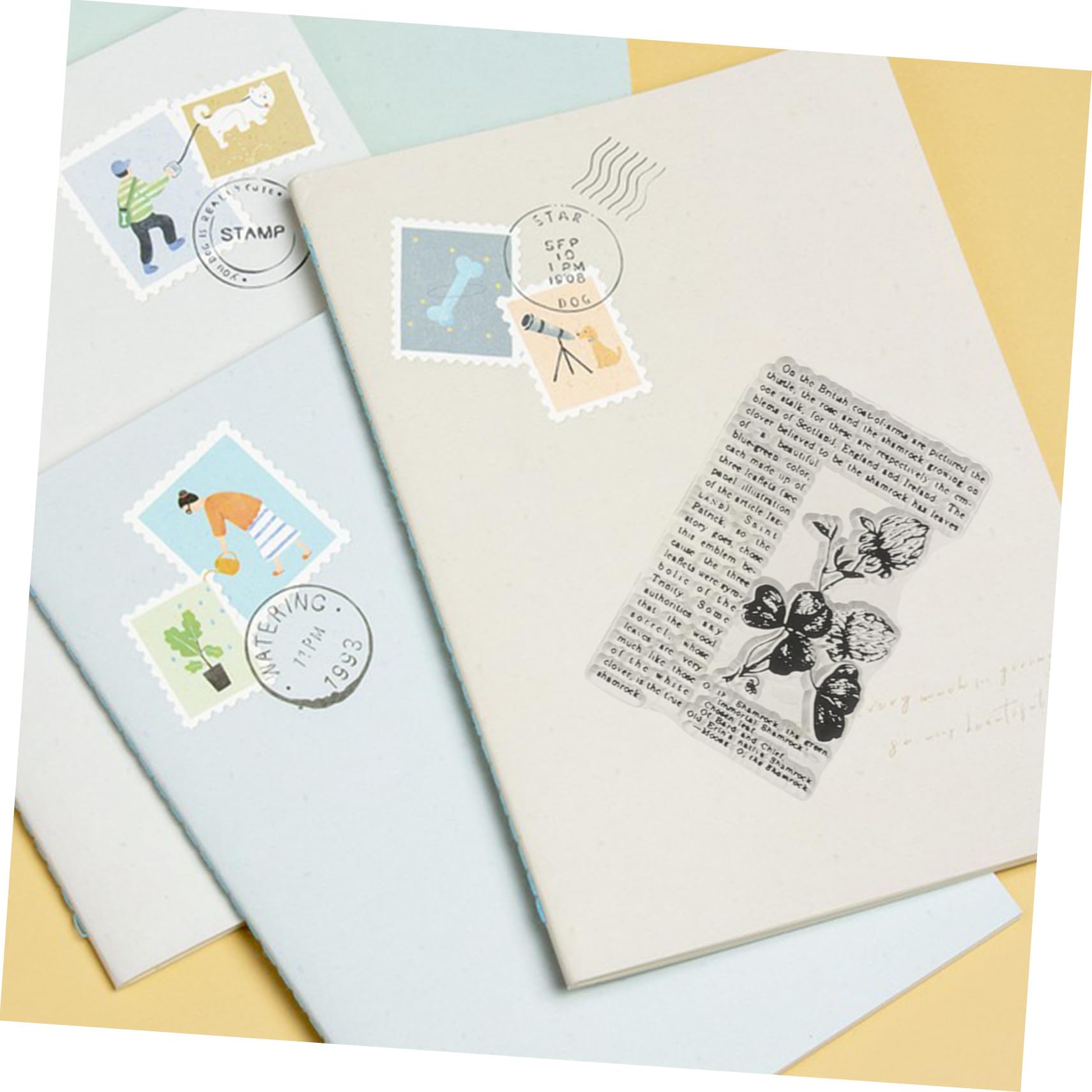 Operitacx 5 Set Scrapbooking d'Epoca Tamponi di Inchiostro Piattaforma di Stampaggio Francobolli di Prima Classe Timbro Adesivo Affrancatura Timbratura Timbro in Silicone Trasparente Black