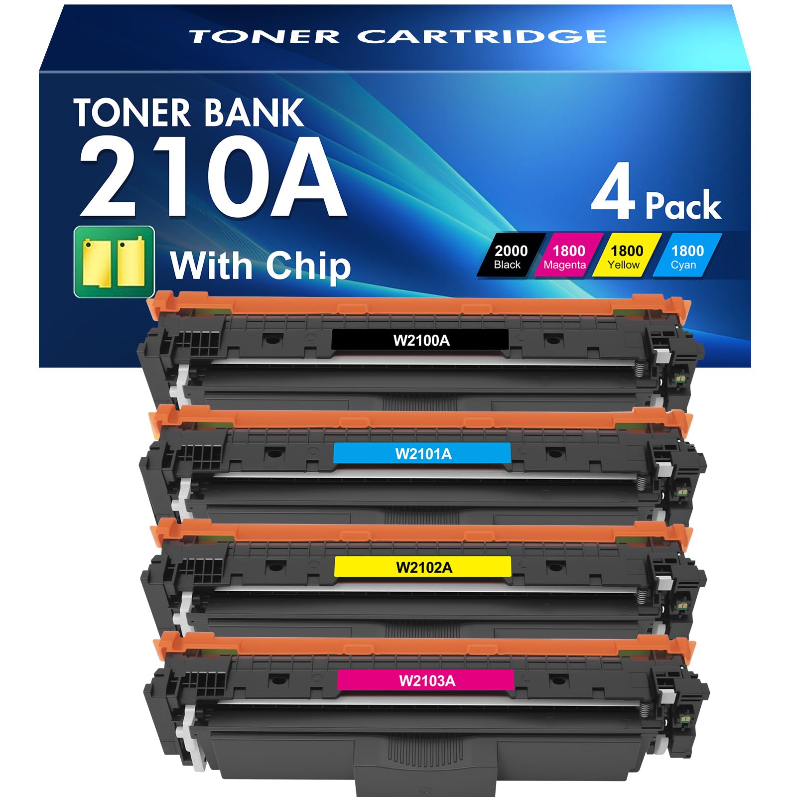 210A Toner Cartridges 4 Pack: 210X MFP 4301fdw Compatible for HP 210A 210 Toner Cartridges Set Color Laserjet Pro MFP 4301fdw 4301fdn Pro 4201dw 4201dn Series Printer W2100A W2100X High Yield Ink