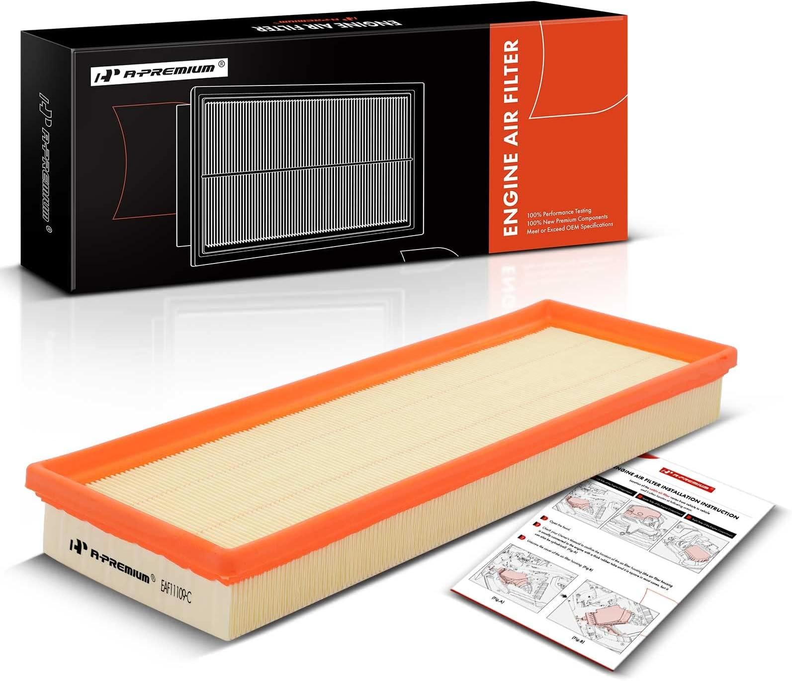 A-Premium Engine Air Filter Compatible with Fiat 500 2012-2017, L4 1.4L, Flexible Panel, Replace# 68073648AA