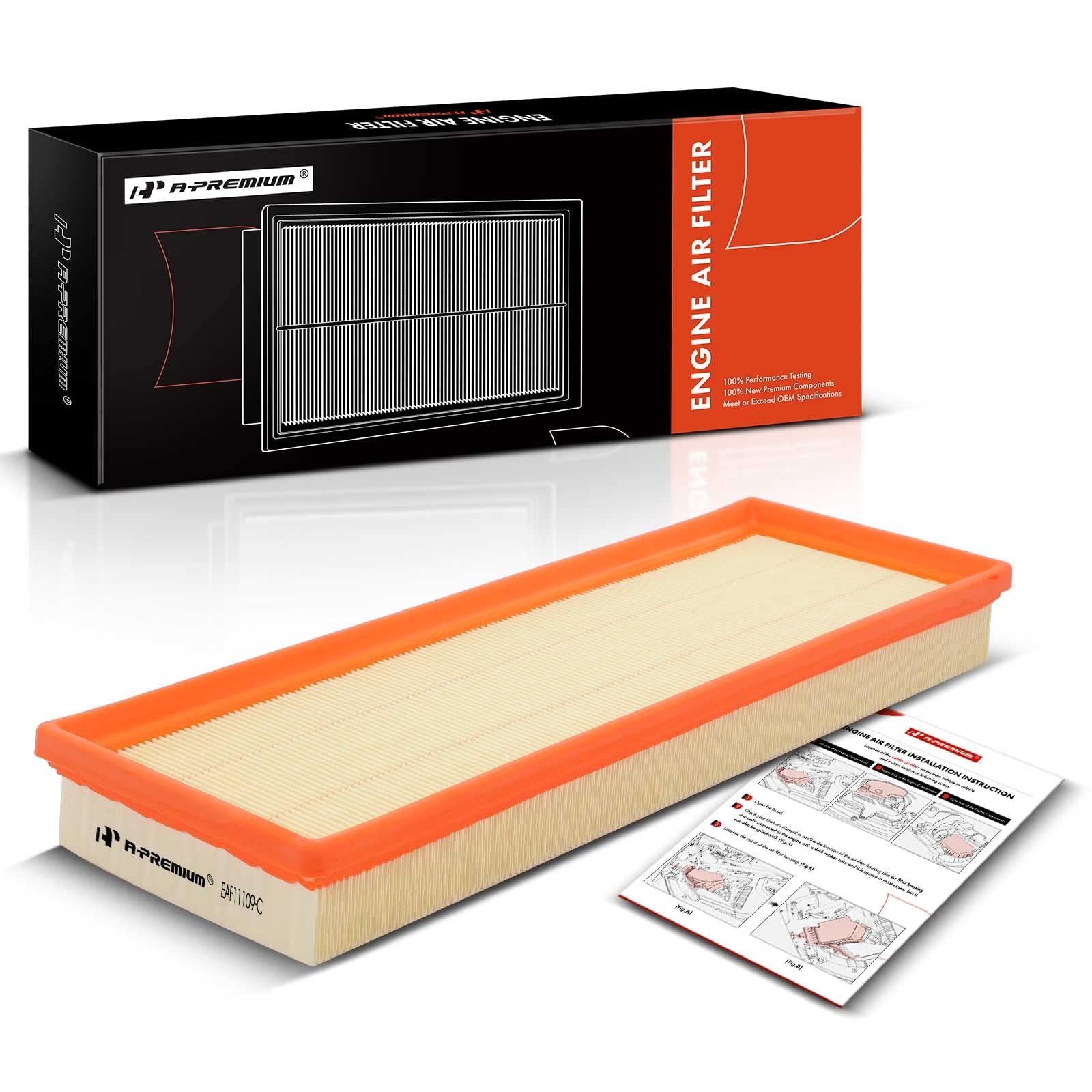 A-Premium Engine Air Filter Compatible with Fiat 500 2012-2017, L4 1.4L, Flexible Panel, Replace# 68073648AA