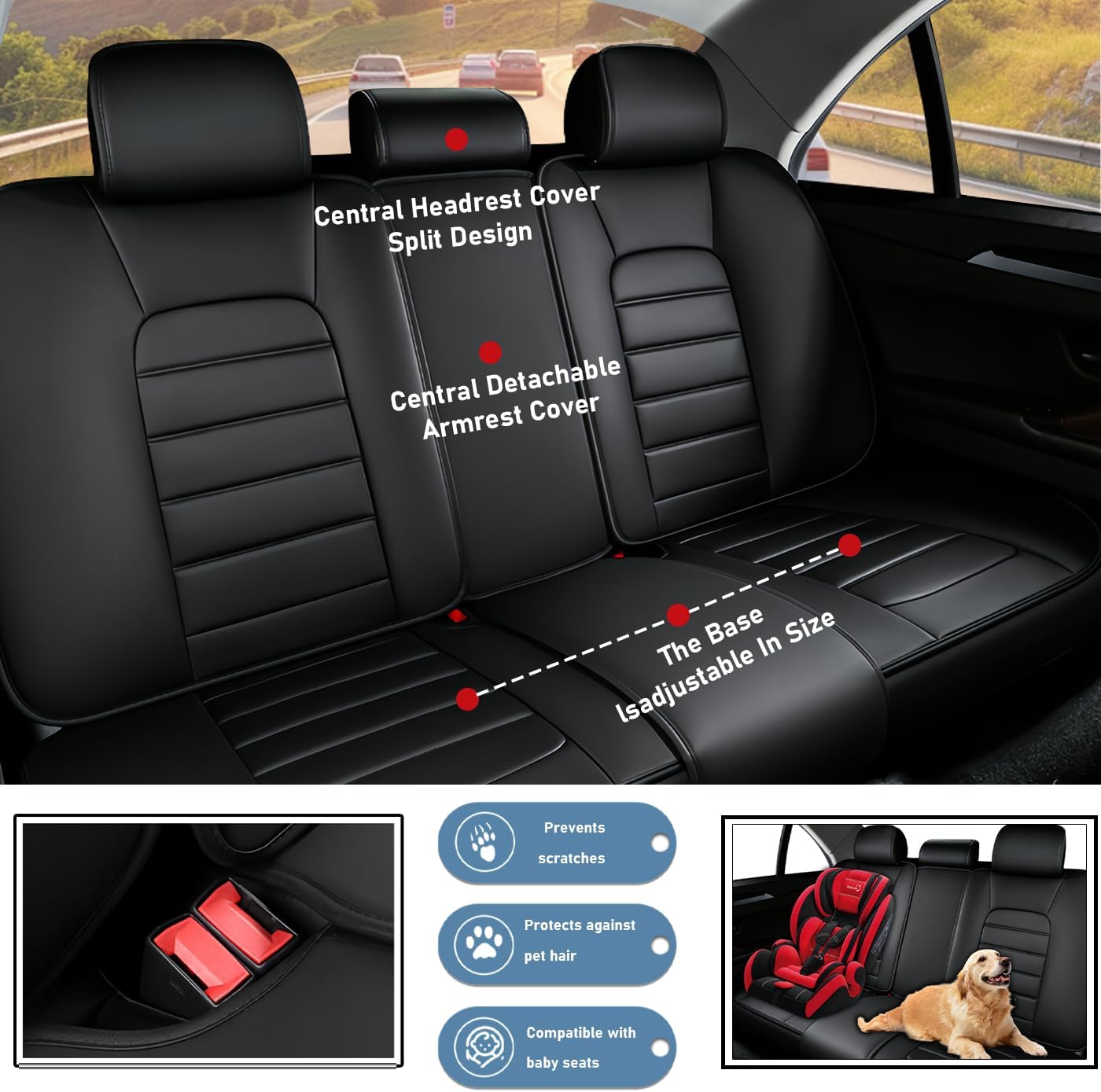 Custom Fit for Chevy Tahoe 1995-2026 Car Seat Covers,Leather Seat Protectors 5-Seats Full Set | Anti-Slip Design & Airbag Safe（Black）