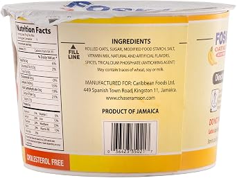 Foska Oatmeal Instant Porridge, Banana, 2.6 oz (Pack of 12)