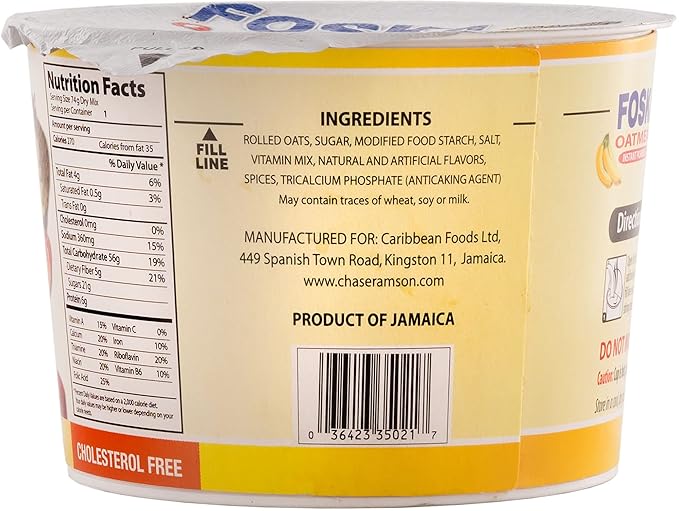 Avena Instantánea Foska Sabor Banana, 2.6 oz (Paquete de 12) miniatura 3
