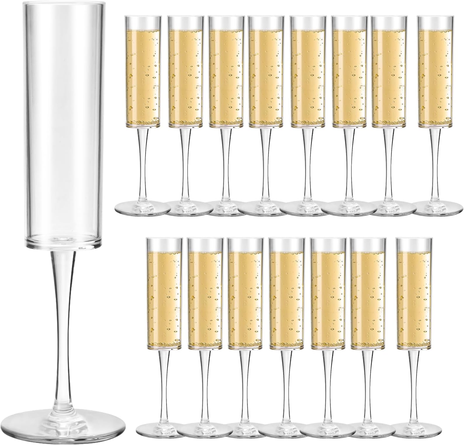 Bokon 30 Pcs 6oz Acrylic Stemmed Champagne Flutes