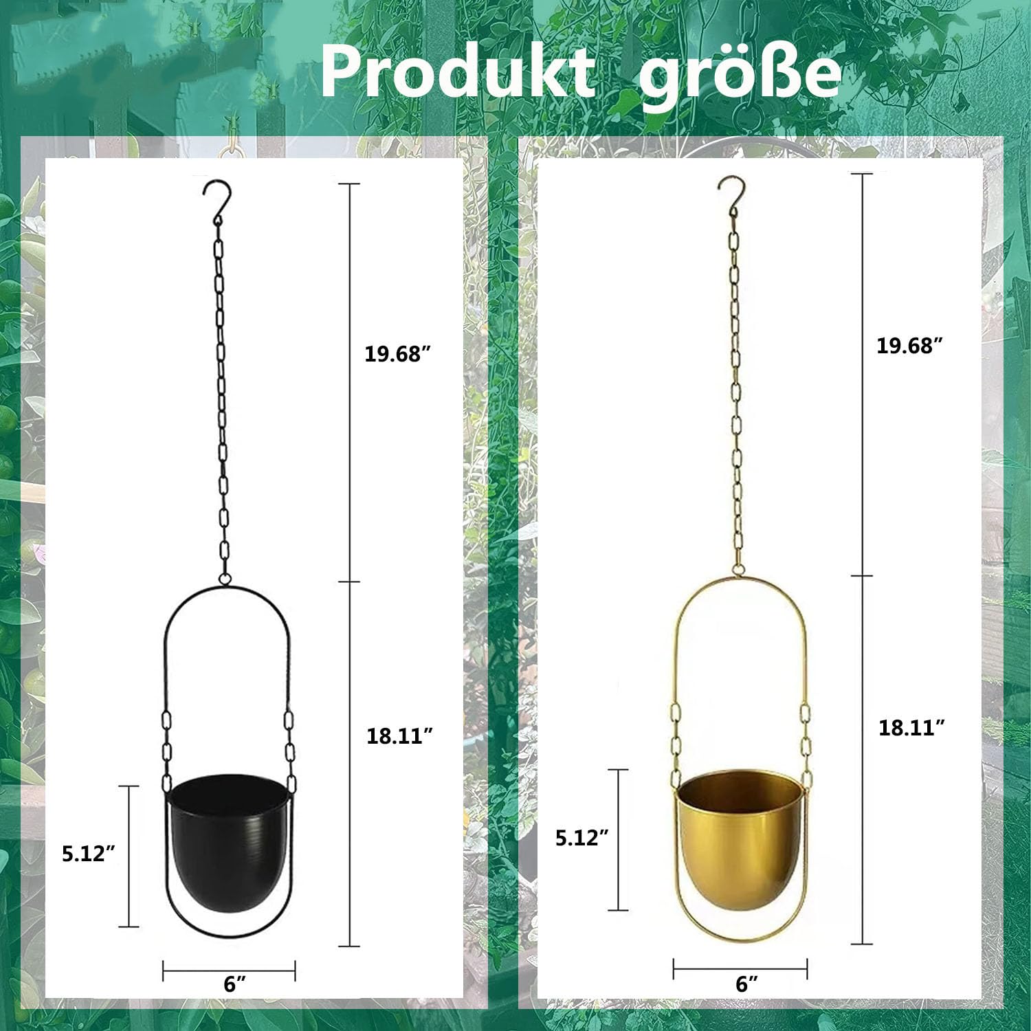 Lot de 2 suspensions pour plantes suspendues - Style bohème - Pour mur moderne et plafond - Pour plantes succulentes, herbes, petites plantes - Doré