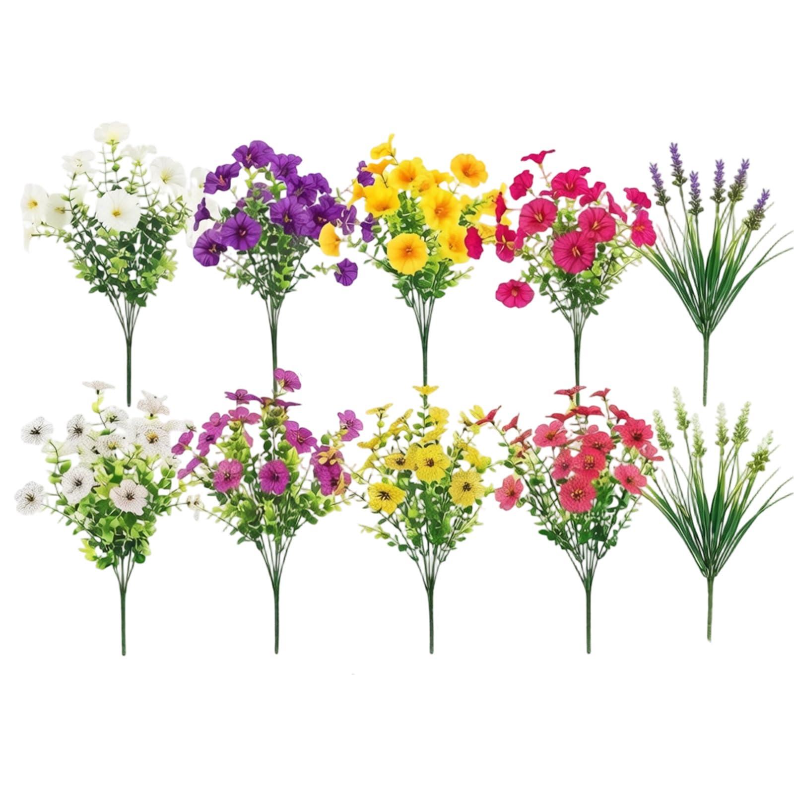 NEWFT 28Pcs Realistic Morning Glory Flower Impermeable Artificial Foliages for Patios Balconies Table Centerpieces Decoration
