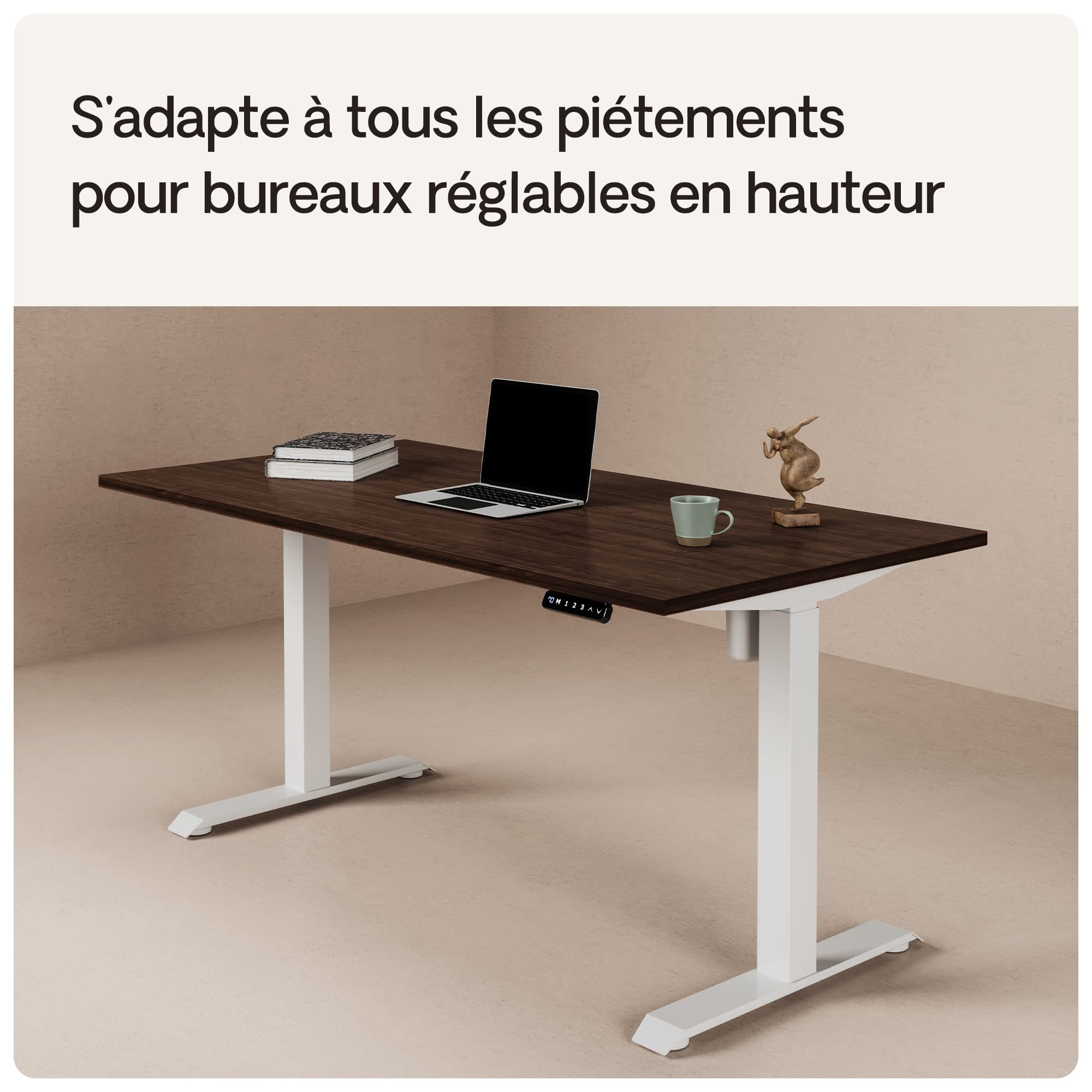 Desktronic - Plateau de Table - Fabriqué en Europe - Stable et Durable - 25 mm - 140 x 70 cm - Idéal pour Bureau réglable en Hauteur et Table à Manger, etc - en Bois de Noyer