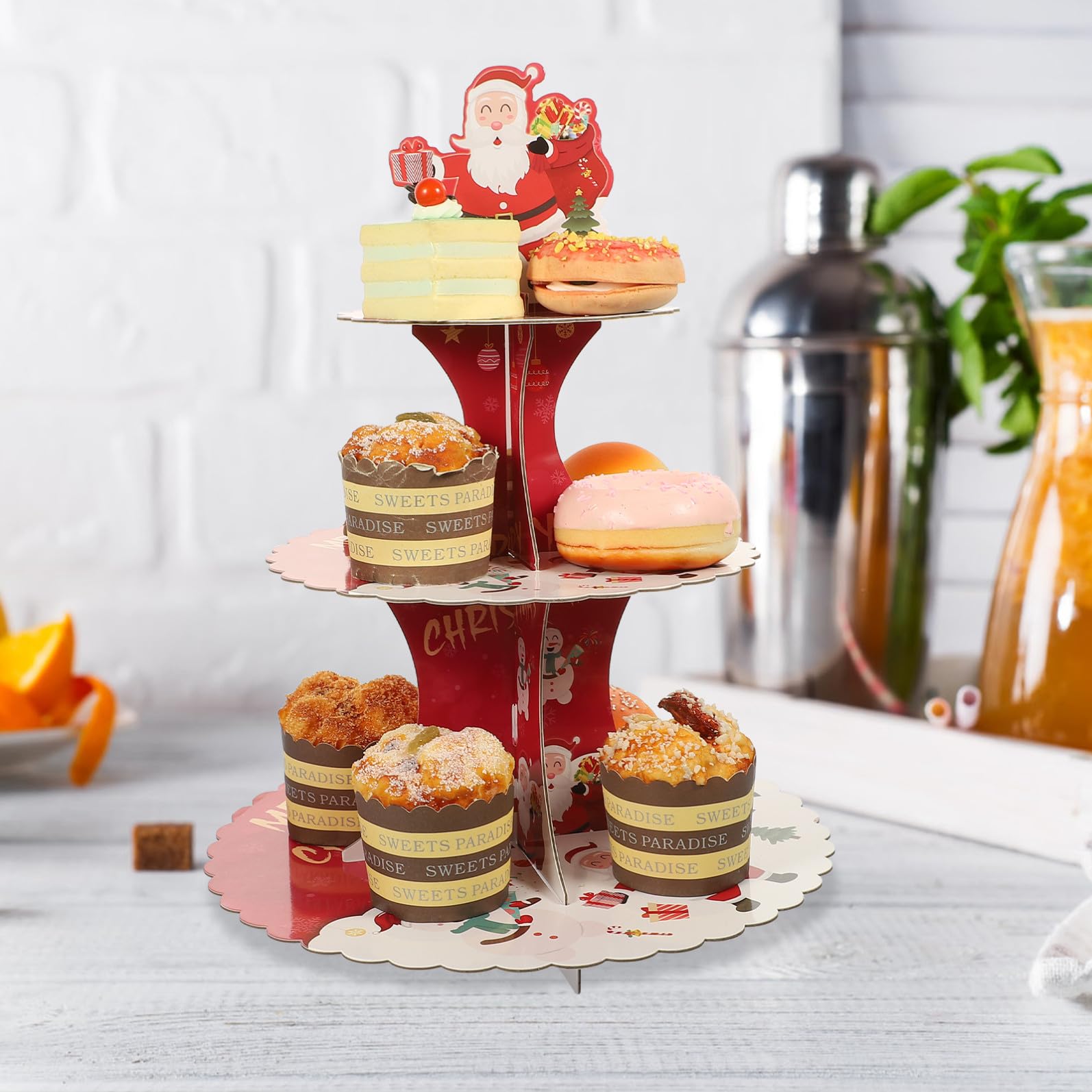 Cabilock 4 Pezzi Di Supporto Per Torta Di Natale Pirottini Trasparenti Per Cupcake Supporti Per Torte In Cartone o Per Cupcake Topper Per Di Buon Compleanno Basi Per