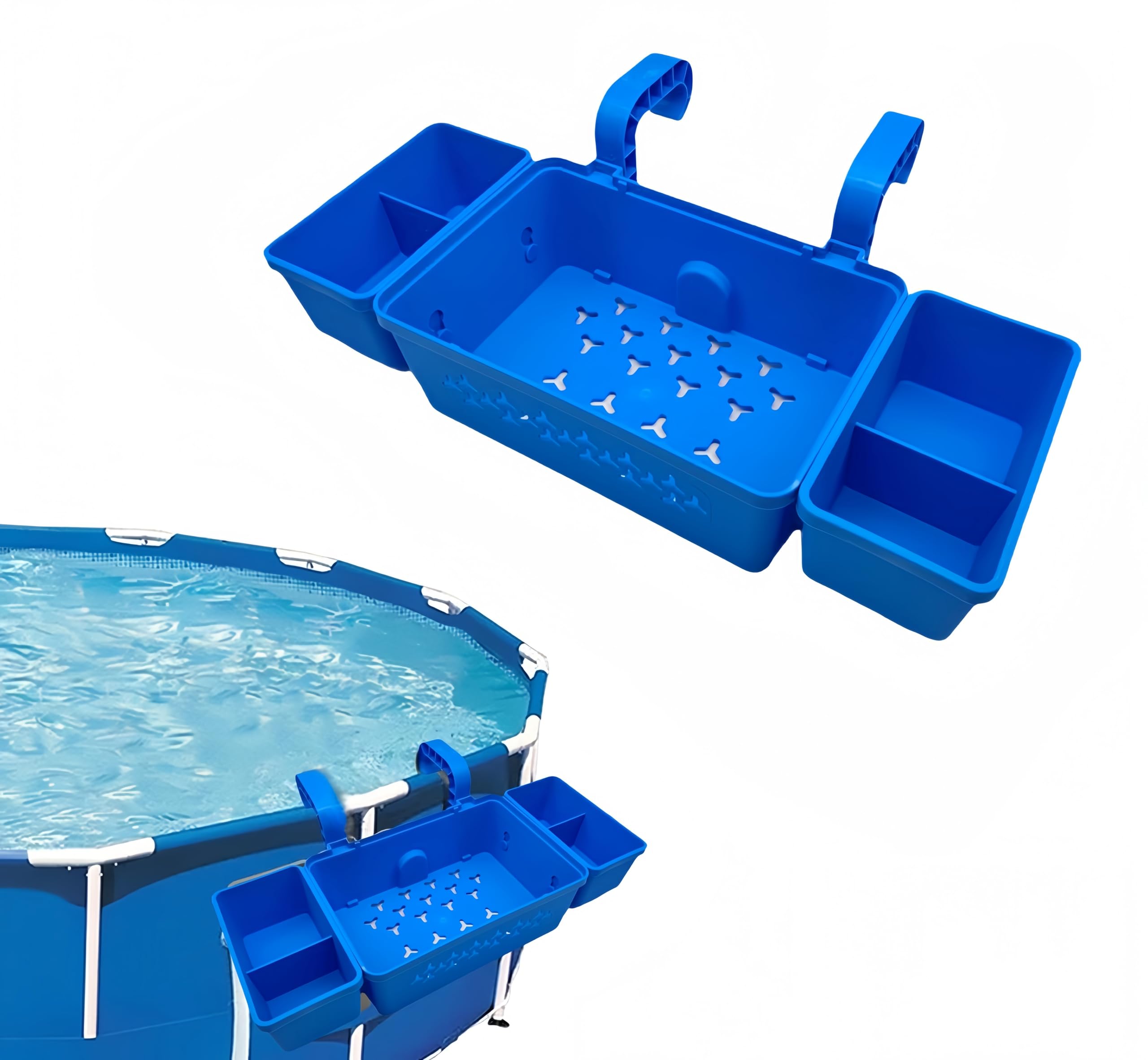 Cestino A Bordo Piscina 42x21x13 Cm Cesto Portaoggetti Per Piscina Fuori Terra Vassoio Portaoggetti A Bordo Piscina Realizzato Per Prestazioni Di Lunga Durata, È Facile Da Smontare (blu)