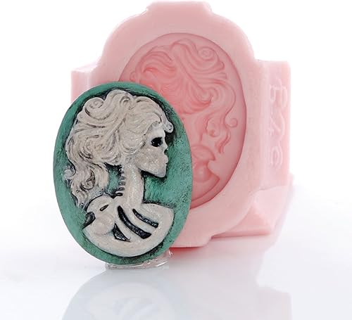 Miniatura 4 de Lolita Skull Cameo Silicone Mold Food Safe Fondant, Chocolate, Candy, Resin, Polymer Clay, Jewelry, Craft Mold