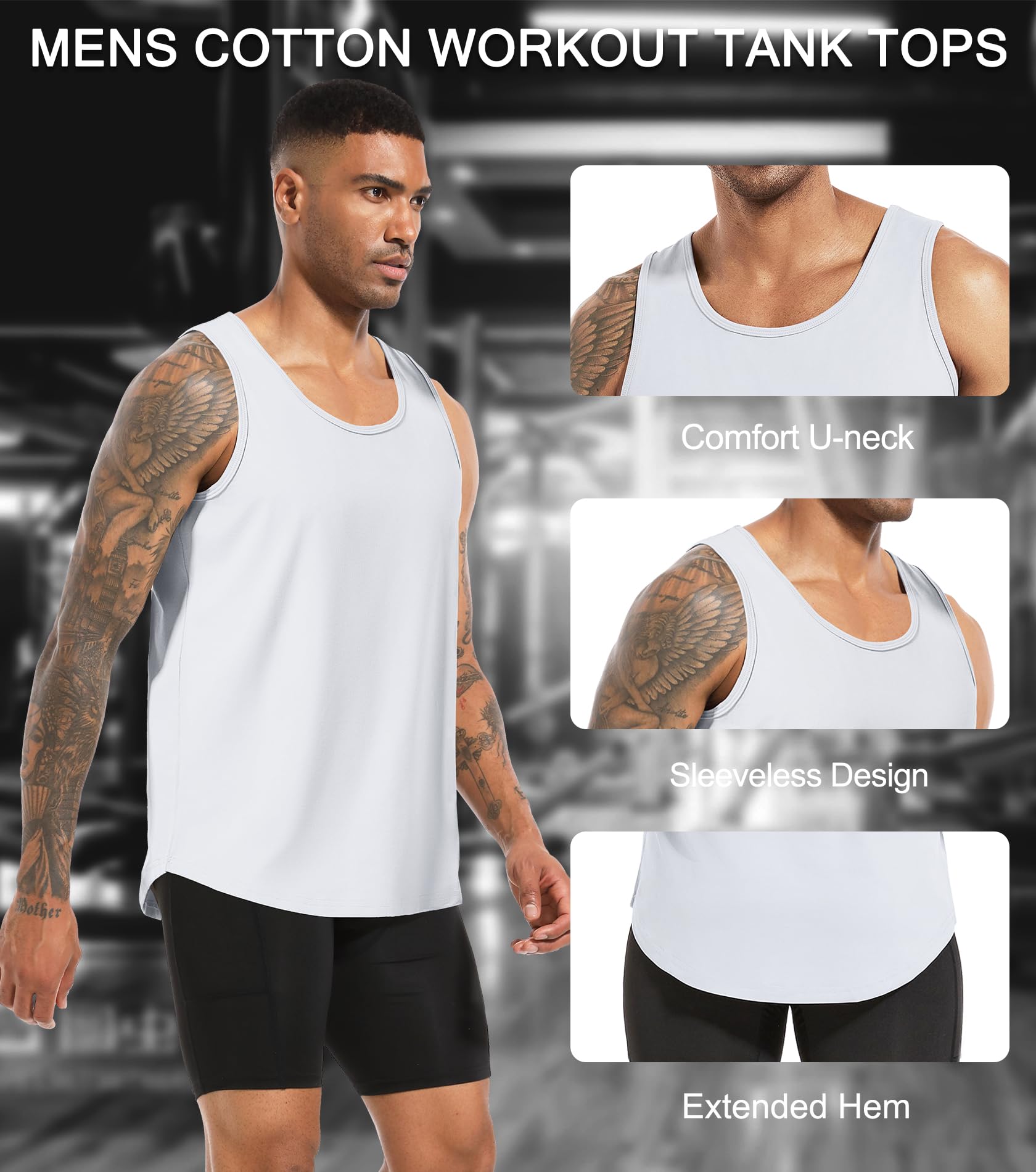 Boyzn Camiseta sin mangas de algodón para hombre, camiseta sin mangas para gimnasio, fitness, culturismo, para hombre