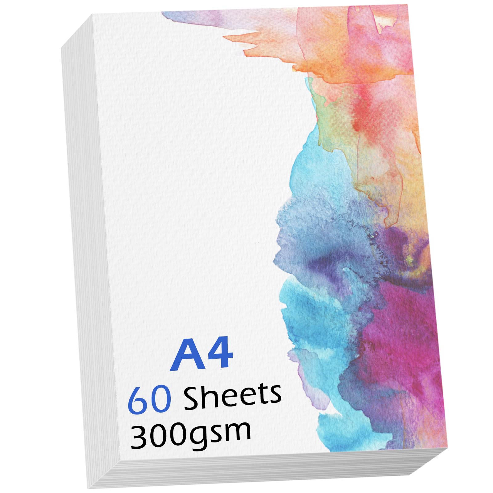 60 Sheets Watercolour Paper Bulk A4, 140 lb 300 GSM Cotton Paper Water