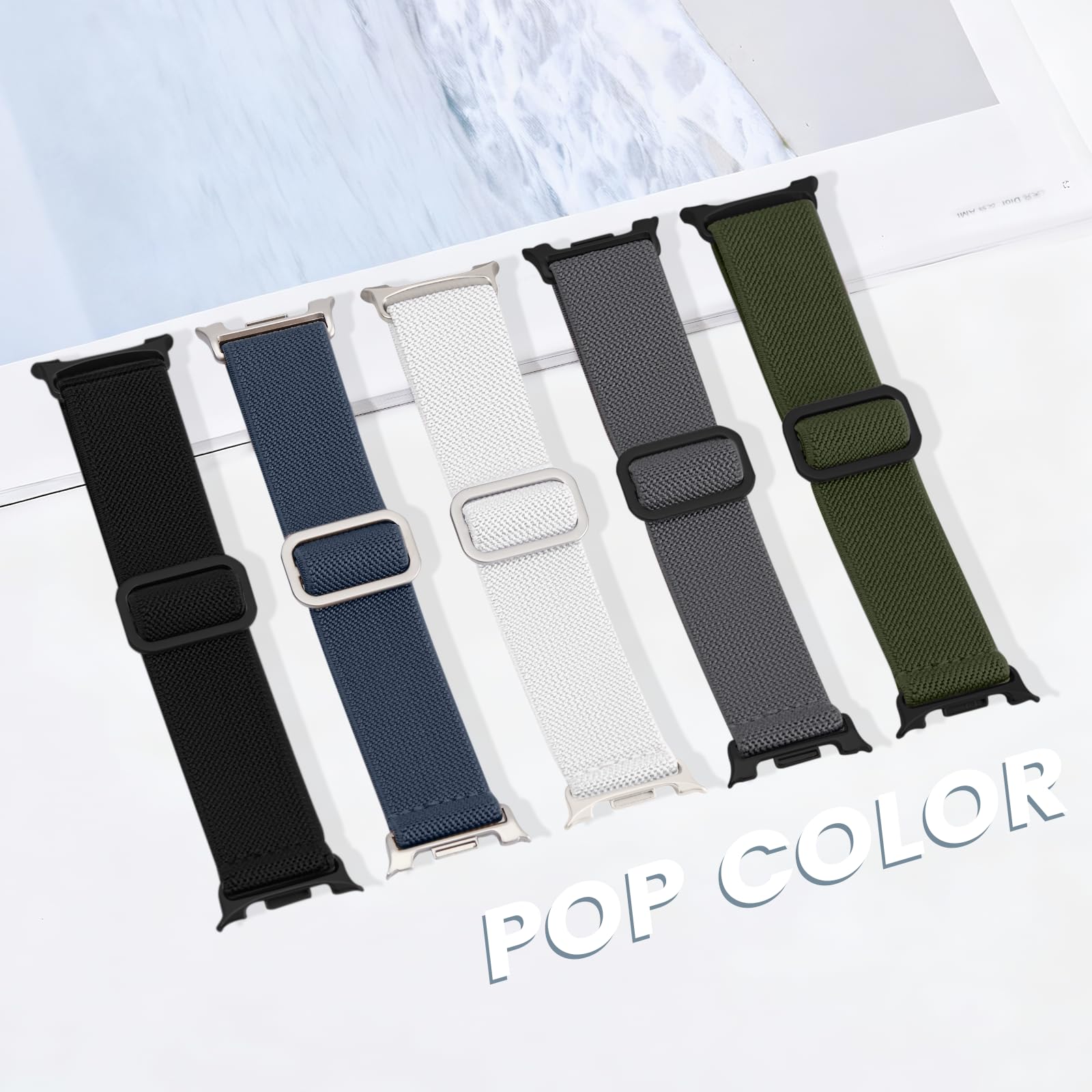 Acextro Paquete de 5 correas elásticas compatibles con Samsung Galaxy Watch 8 7 6 5 4 FE Band 40mm 44mm 45mm/Galaxy Watch 8 Classic 6 4 42mm 46mm 43mm 47mm/Active 2, 20mm correa deportiva de nailon