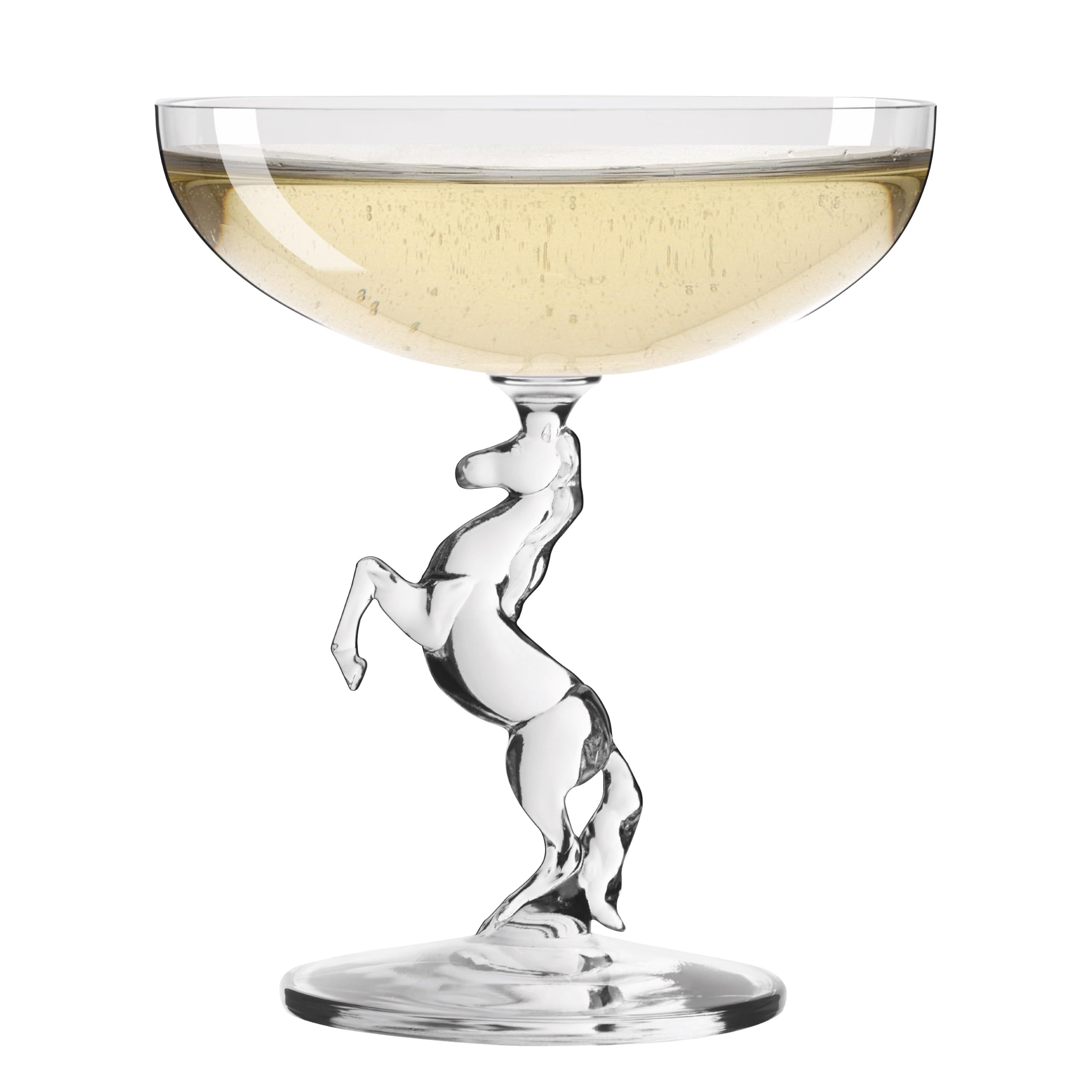 RITZENHOFF 9011001 Champagnerglas 200 ml, Serie Reitkristall – mit schlichtem, edlem Design und Stiel in Form eines steigenden Pferdes – Made in Germany