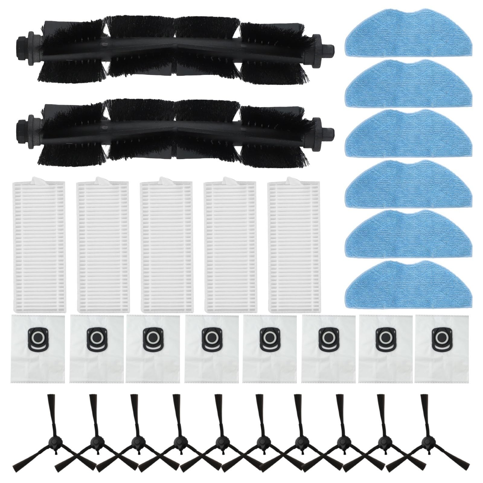 FUBESK Kit parti di ricambio per Tefal Per X-Plorer Serie 75 S+Rg8597W Robot Per Aspirapolvere, Spazzola Principale Spazzole Laterali Filtri Mop Salviette Sacchetti di Polvere Accessori Set Opzione