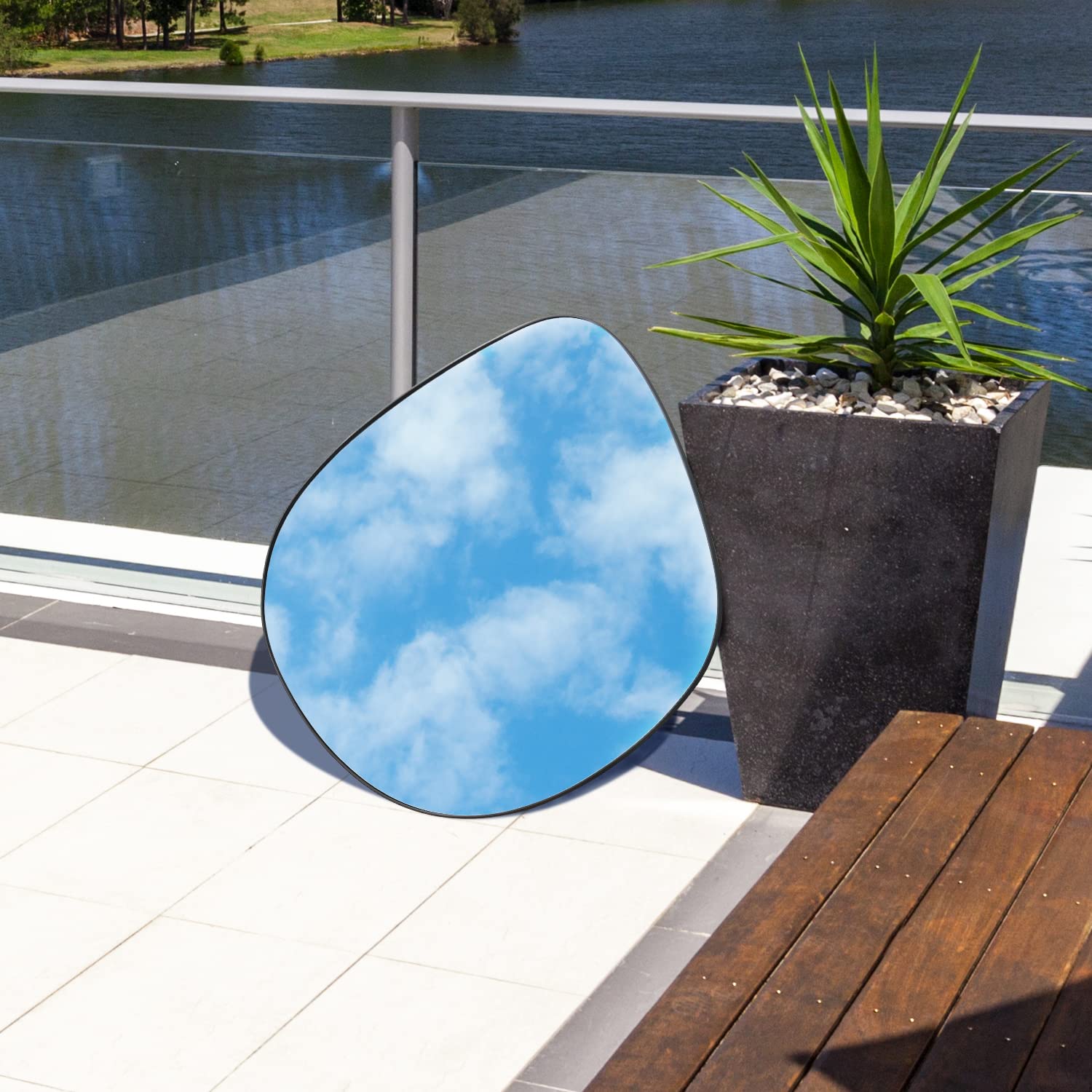 Irregular Wall Mirror Iron Mat Black Framed Wall Mirror for Living Room Bedroom Bathroom Entryway Wall Decor 35.4"*36.6" BKS-JIN443-HEI90