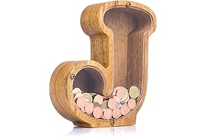 Personalized Wooden Piggy Bank LETTER for Boys Girls Adults