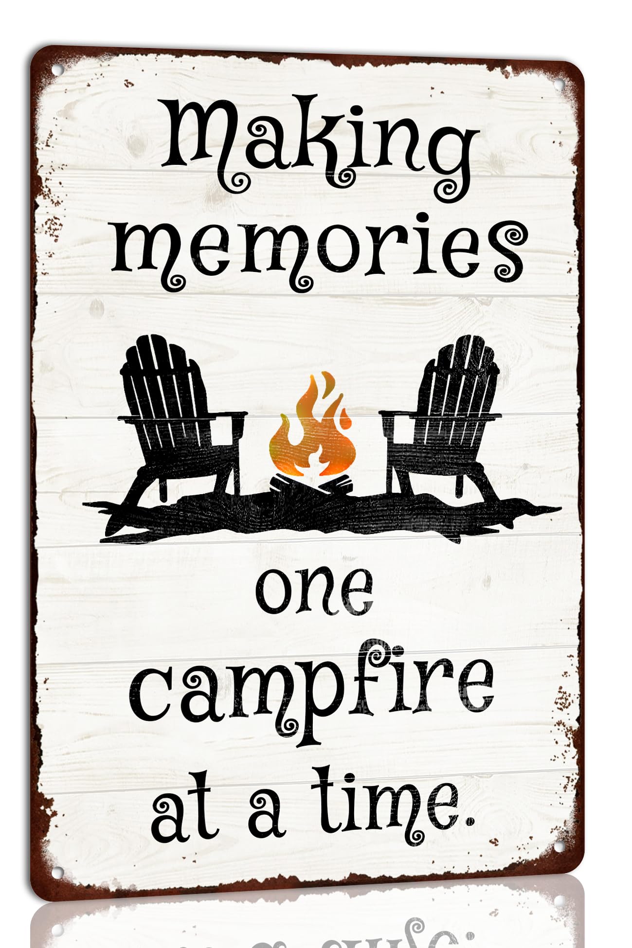 SMAZDFXX Camping Metal Tin Sign Making Memories One Campfire at a Time Sign Retro Camping Accessories for Outside & Inside Wall Decoration Patio Home Wall Decor Plaque 8"x12"