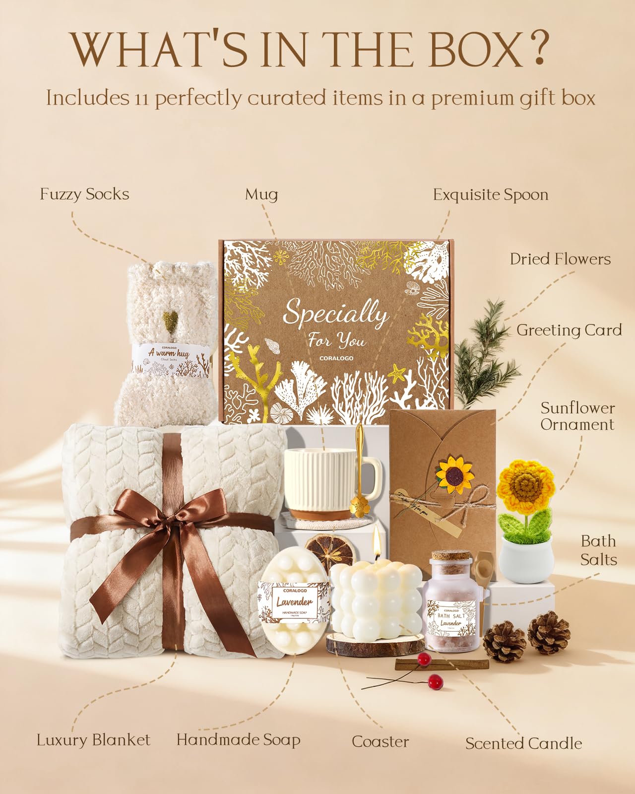 11-Piece Sunflower Spa Gift Basket for Women