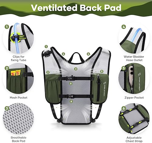 Miniatura 3 de Maelstrom Running Hydration Vest, Hiking Backpack with 2L Water Bladder for Cycling Rave for Men Women