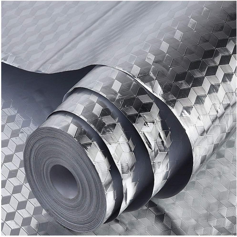 キッチン壁オイルプルーフ防水ピールとスティックの壁紙のホームインテリアリムーバブル粘着ウォールカバーのための自己接着メタルコンタクト台所用 シート壁用汚れ防止シート 耐熱シート壁紙シール 防水 防油 防汚 耐熱 戸棚シート インテリア雑貨 台所ステッカー