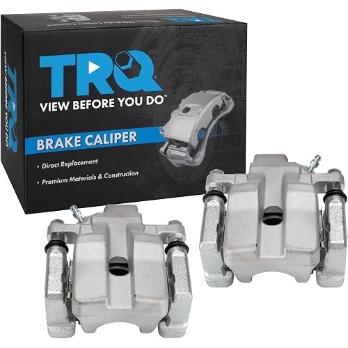 TRQ Rear Driver and Passenger Side Brake Caliper Set Caliper Brackets Hardware Compatible with 07-12 Lexus ES350 08-12 Toyota Avalon 07-11 Camry