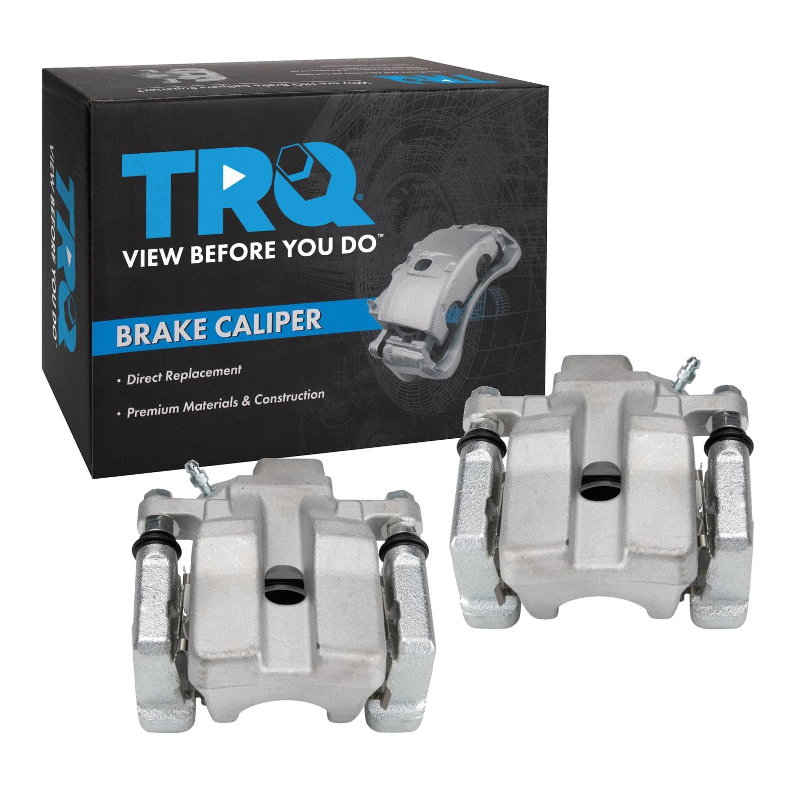 TRQ Rear Driver and Passenger Side Brake Caliper Set Caliper Brackets