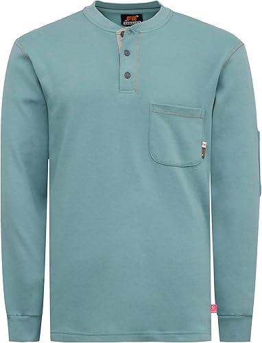 KONRECO Camisas FR para hombre resistentes al fuegoignífugo CAT2 7oz algodón dos tonos y camisa Henley