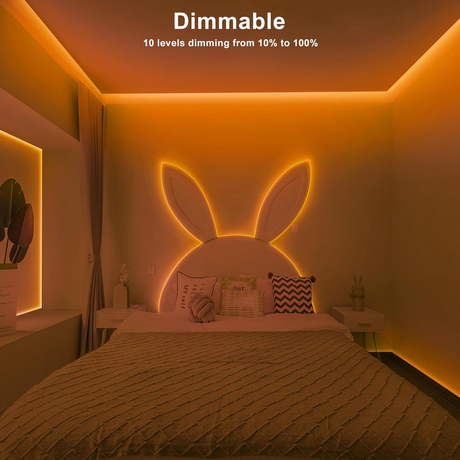 32.8ft 1800K COB Led Strip Lights with RF Remote, Dimmable Bright Adhesive Indoor Amber Led COB Light Strip for Cabinet, Painting, Room, Bed