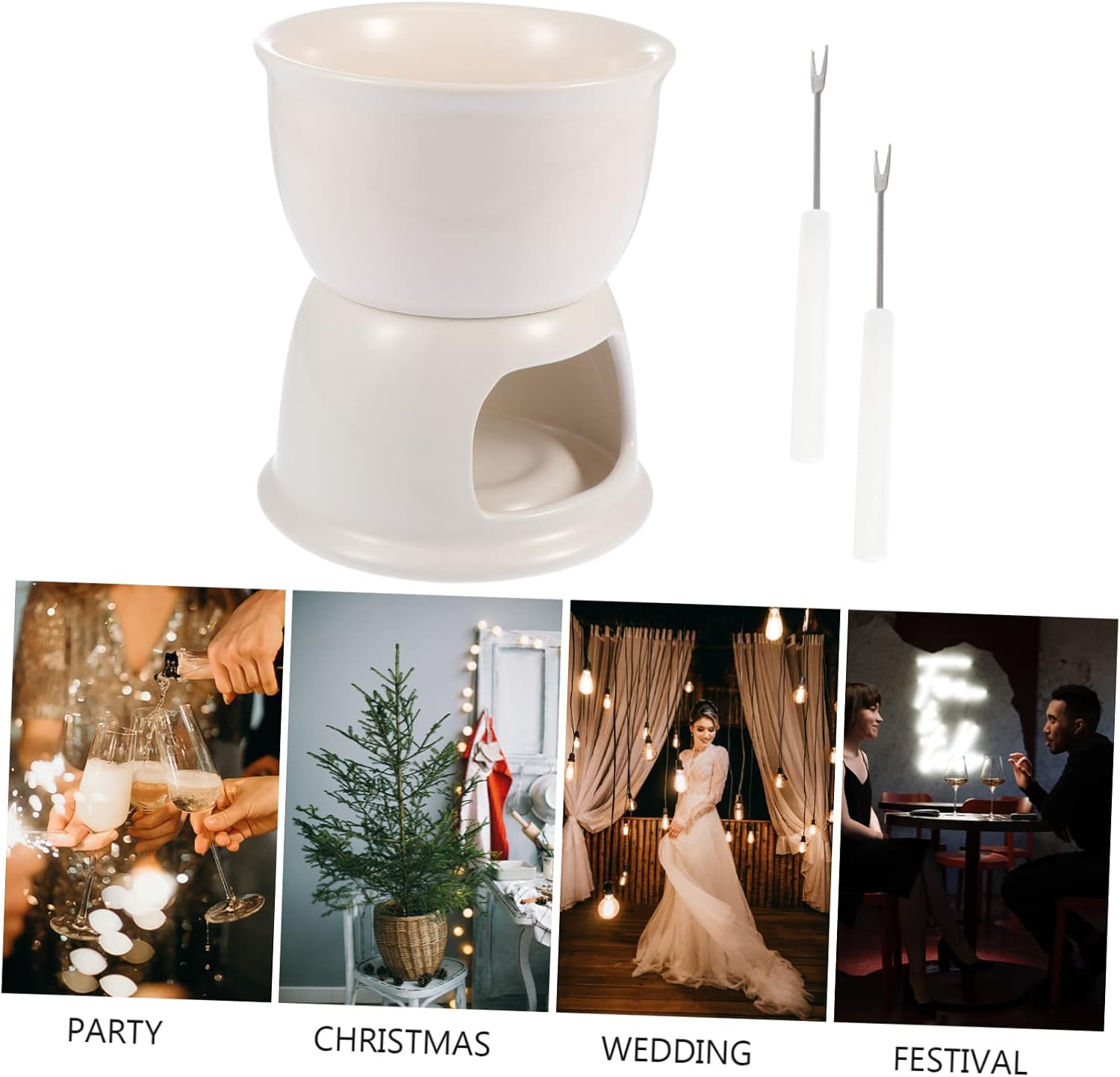 IMIKEYA Chocolate Fountain Melting Pot Sturdy Ceramic Cheese Fondue Melting Tools Great for Parties