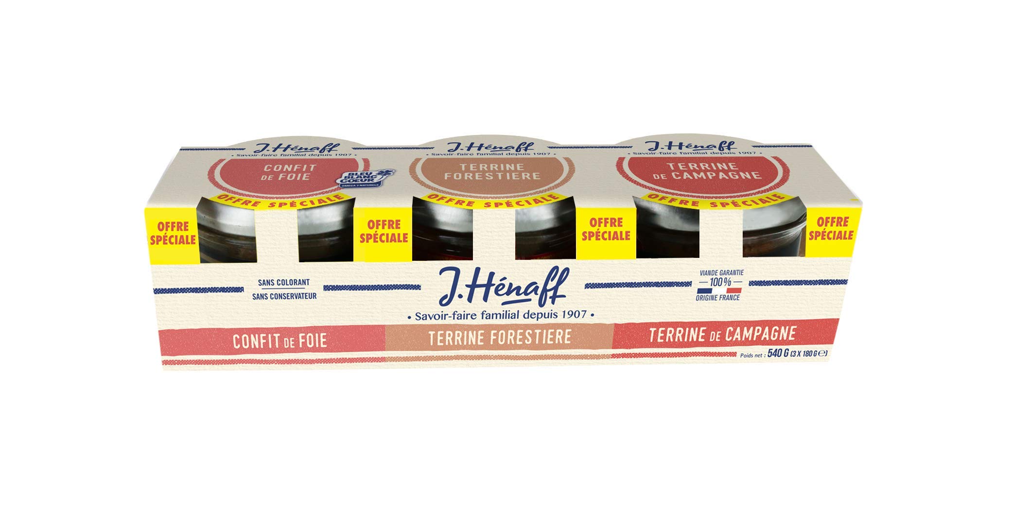 HENAFF Set For/Camp/Confit Classique 3 x 180 g - Lot de 3