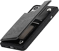 Vista 8 de iCoverCase Funda compatible con iPhone 13 Pro Max con tarjetero para mujer, bloqueo RFID en relieve de piel sintética con correa de muñeca de 6.7