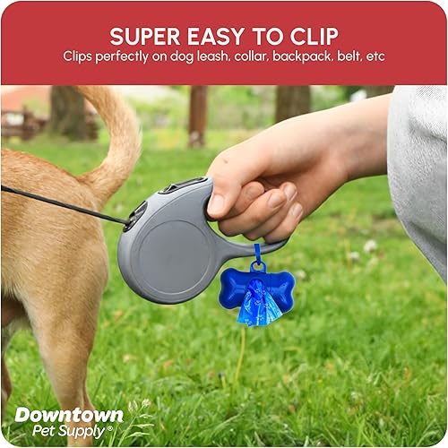 Miniatura 4 de Downtown Pet Supply - Bolsas grandes para excrementos de perro con 2 clips para correa de perro y dispensadores de bolsas de excremento - Bolsas de