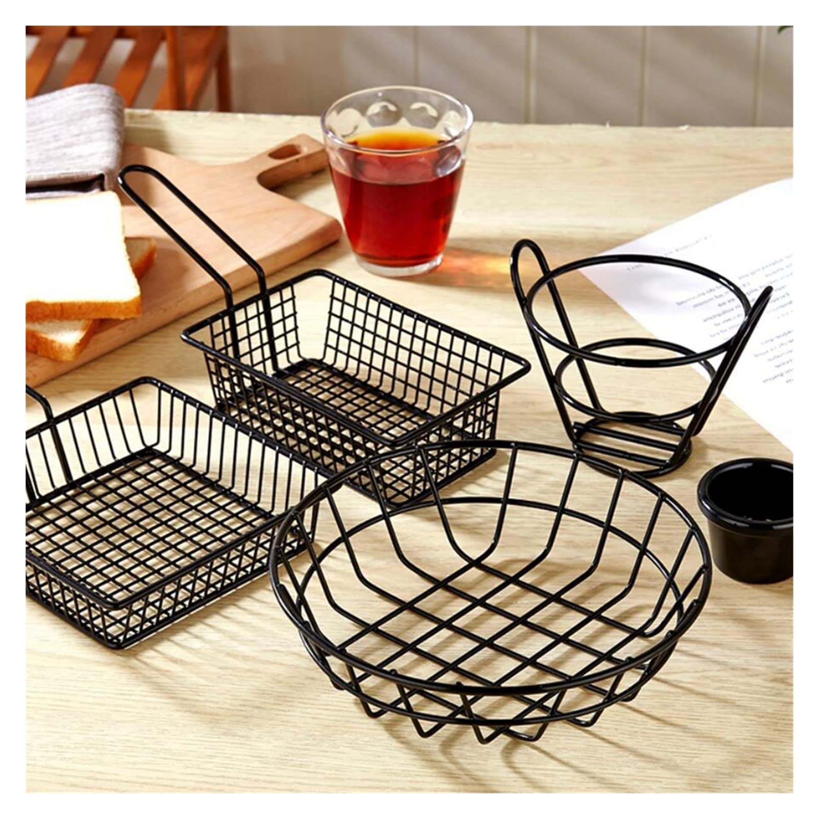 Cestello per friggere in Acciaio Inox - Scolapasta per Patatine Fritte, Patatine in Busta e Snack - Cestello a Rete Resistente e Croccante, Strumento di Cottura (Colore: C/D)