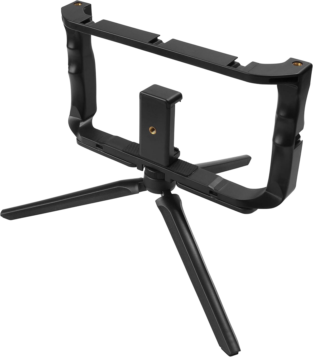 Tripod with phone holder attached