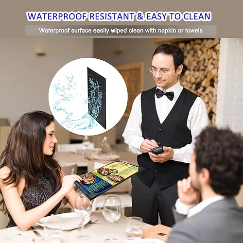 Miniatura 21 de Fundas de cuero para menú con madera fuerte en el interior para 8.5 x 11 pulgadas, fundas de cuero de doble vista para listas de vinos, bebidas