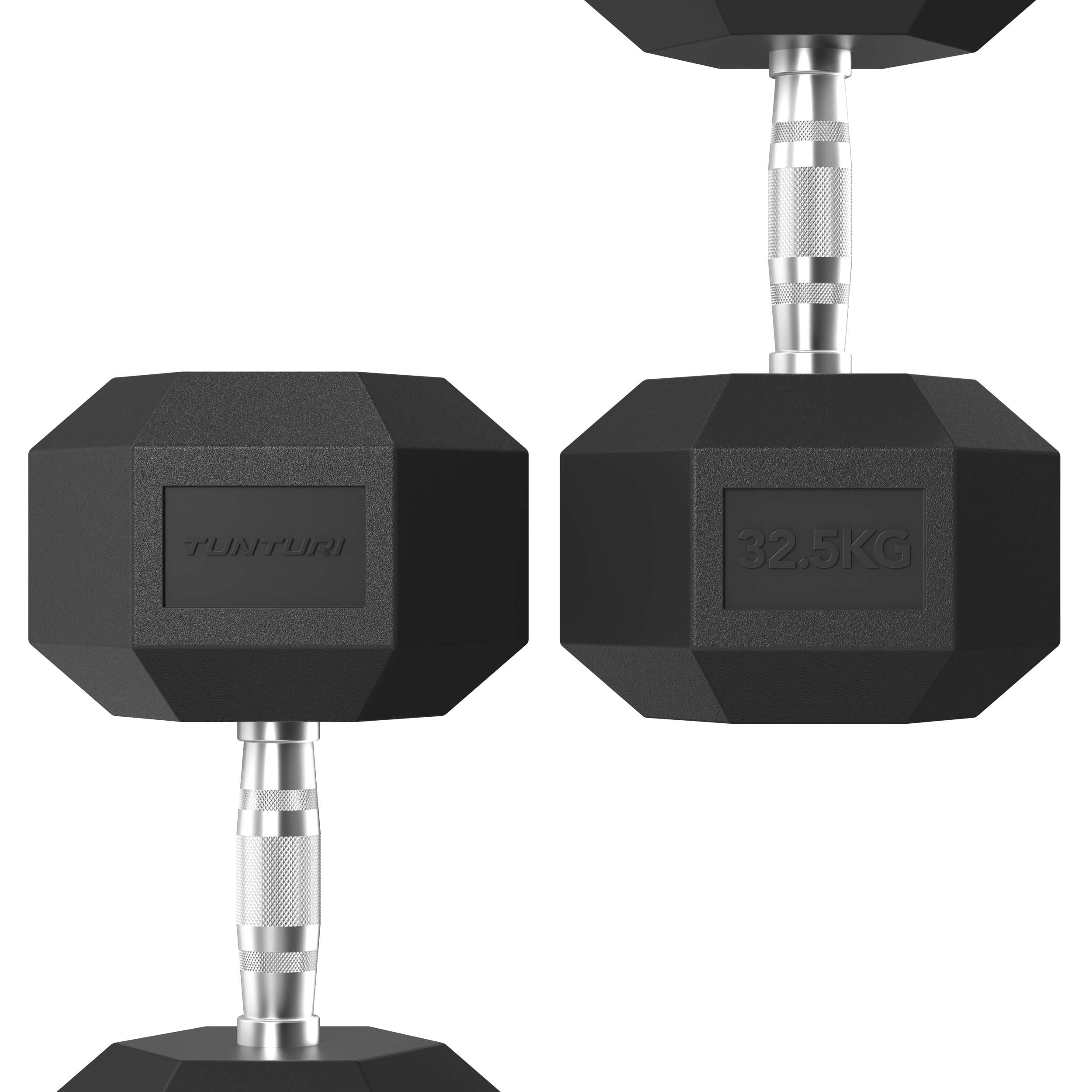 Tunturi Platinum Hexa Hantel - Gummi - 1x 32,5kg - Schwarz