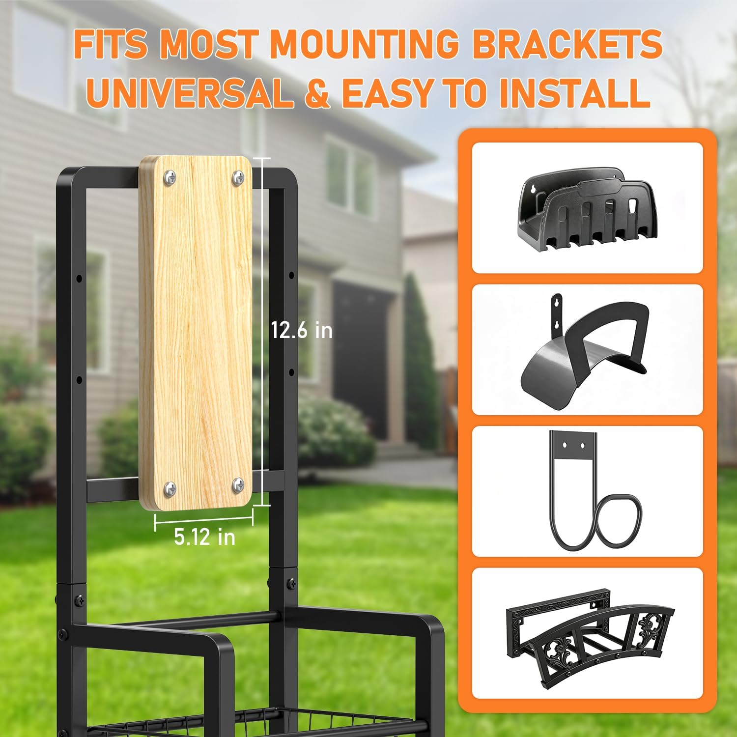 Retractable Hose Reel Stand, Freestanding Garden Hose Holder for Outside with Mounting Brackets, No Wall Installation, Fits Most Garden Hose Reels (Reel Not Included)