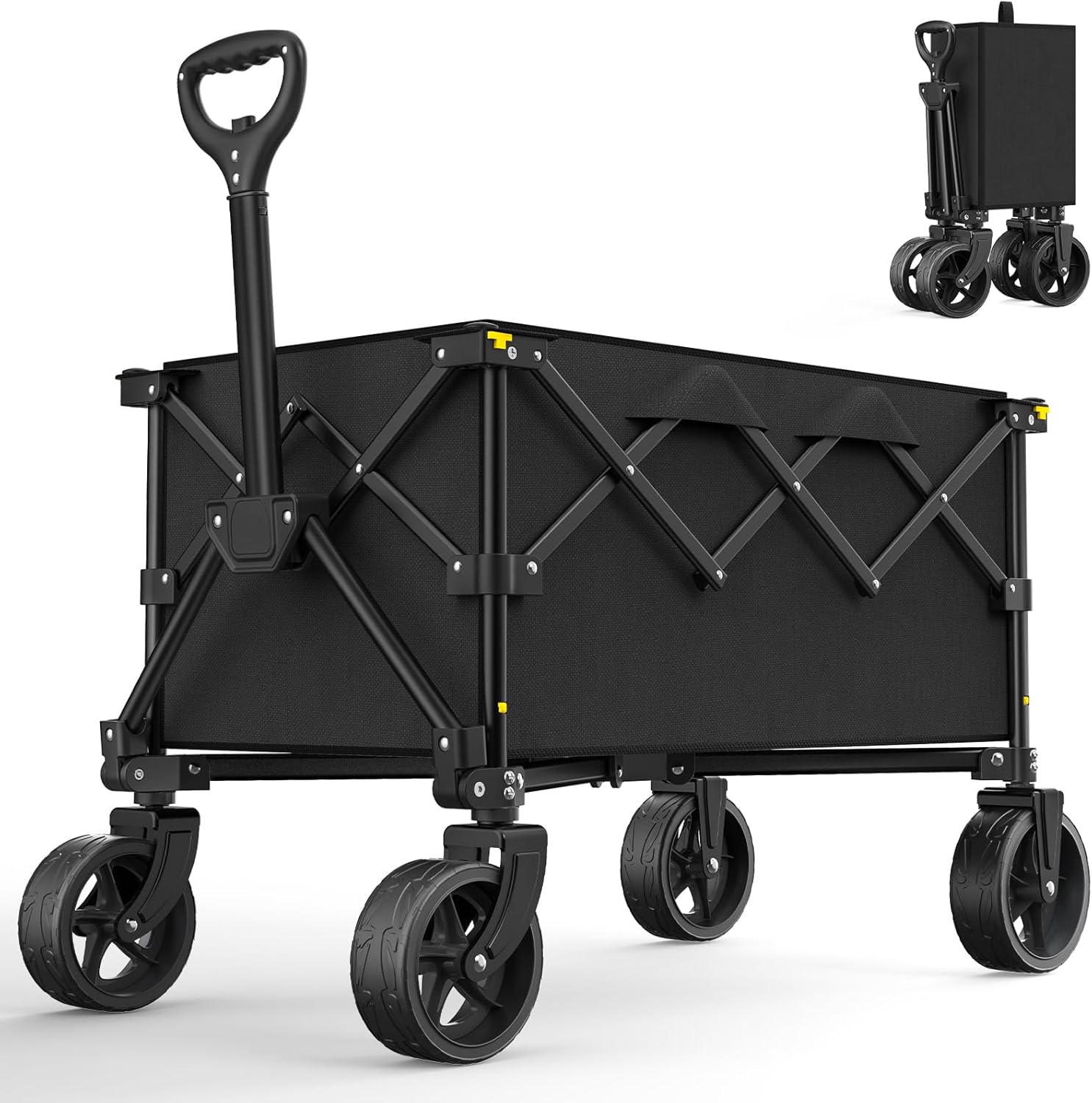 Collapsible Wagon Carts, 120L Foldable Wagon Cart with All Terrain Wheels 330LBS Heavy Duty, Portable Utility Wagon for Grocery Shopping Fishing Garden Sports Beach Wagon Camping Cart Collapsible Wagon Carts, 120L Foldable Wagon Cart with All Terrain Wheels 330LBS Heavy Duty, Portable Utility Wagon for Grocery Shopping Fishing Garden Sports Beach Wagon Camping Cart