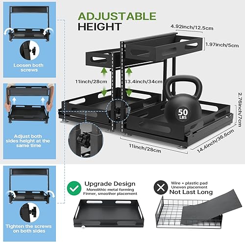 Miniatura 2 de Organizadores y almacenamiento para debajo del fregadero, organizador deslizante de 2 niveles para debajo del fregadero, almacenamiento debajo del