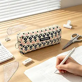 1 estojo de caneta retrô de veludo cotelê para escritório, bolsa de faculdade, bolsa de cosméticos, bolsa fofa de lona, bolsa de higiene pessoal de beleza, organizador de armazenamento diário