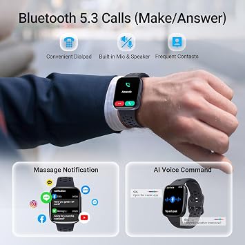 Smart Watches for Men Android iPhone (2 Bands), [1.85 AMOLED Screen] Smartwatch Fitness Tracker 3ATM Waterproof with Bluetooth Calls, AI Control, Heart Rate/SpO2/Sleep Monitor, 7 Days Battery