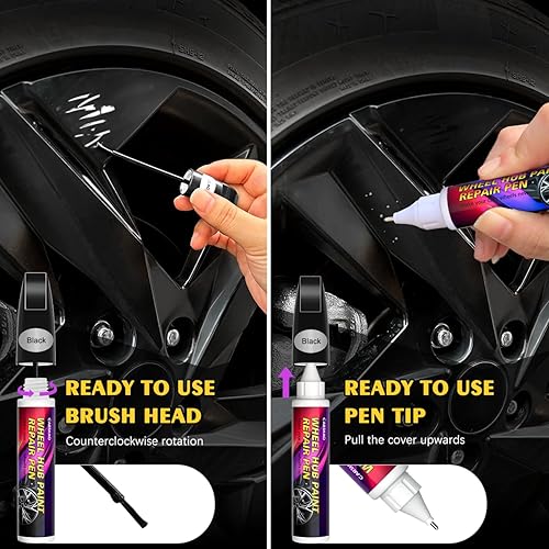 Miniatura 3 de Pintura de retoque para reparación de arañazos, reparación de arañazos, portátil, rápido y fácil para rueda de automóvil (plata + barniz)