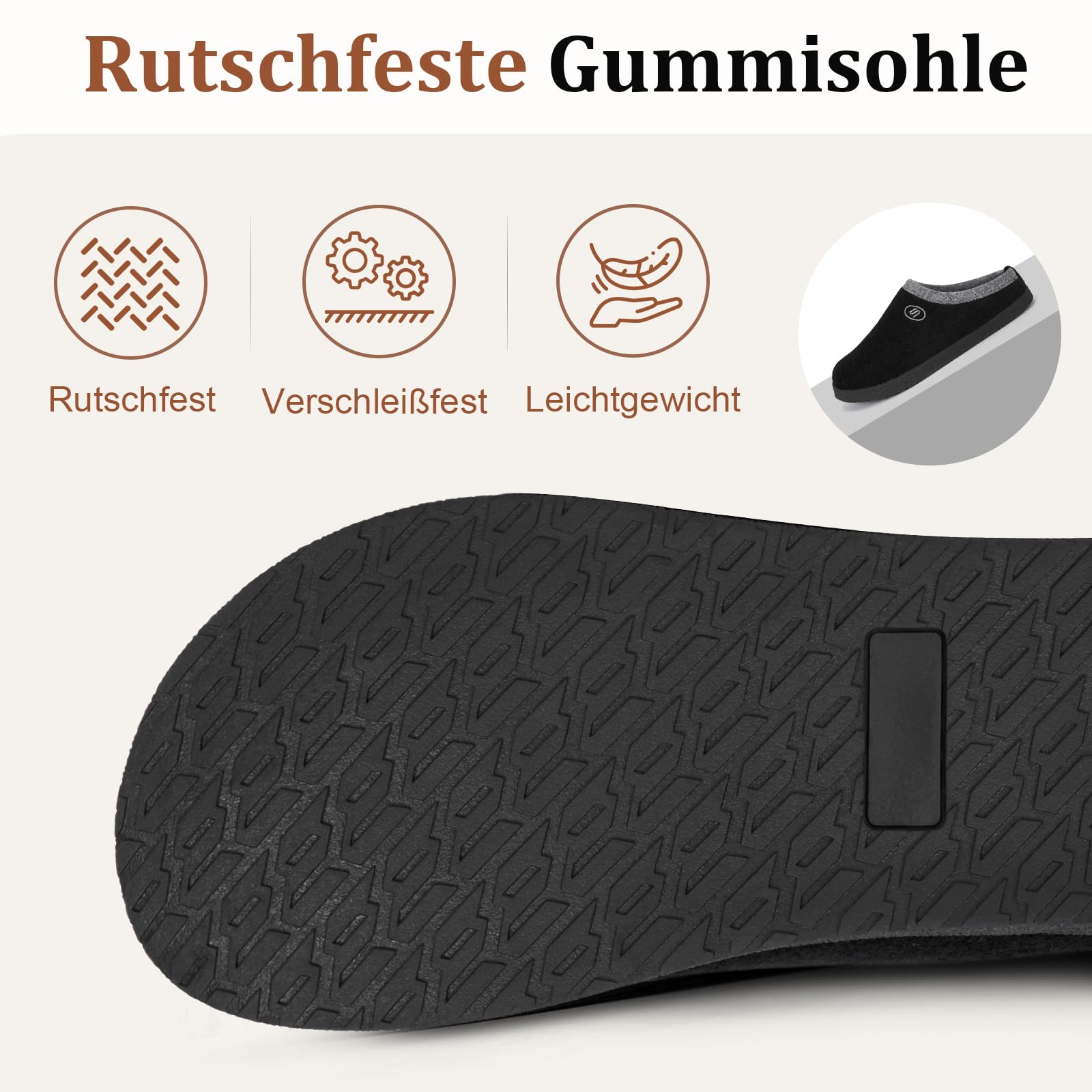 RUYI Pantuflas de fieltro para mujer y hombre, pantuflas de invierno, cálidas, de fieltro, con soporte para arco y suela antideslizante para interior y exterior