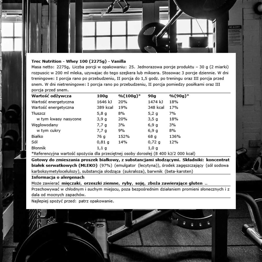 Trec Nutrition Whey 100 (2275g) Vanilla - Białka - Koncentrat białka serwatkowego
